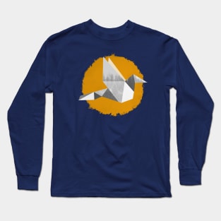 Yellow Origami Bird Long Sleeve T-Shirt